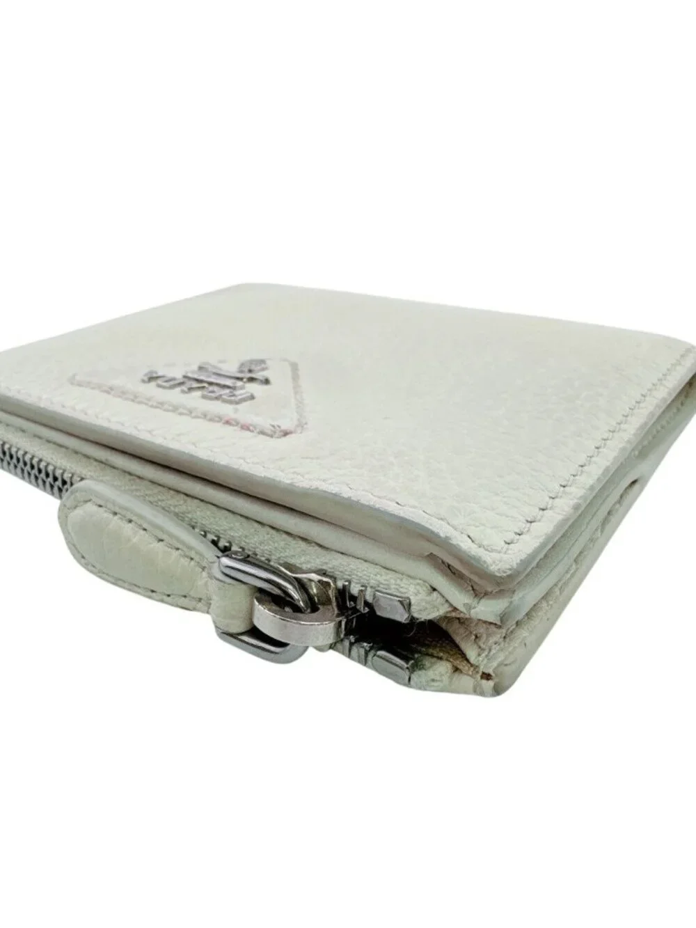 Prada Compact Wallet Snap Closure Mini Vitello Daino Bifold